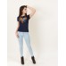 Embroidered t-shirt "Play" navy blue
